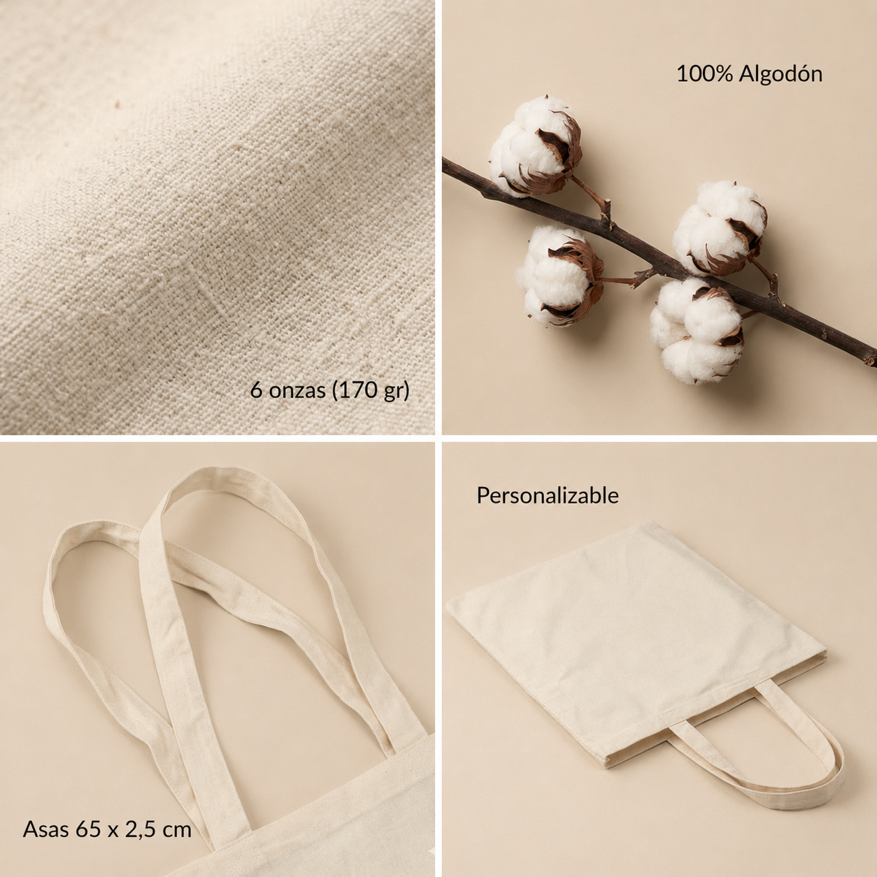 Tote Bag Algodón Natural 6oz - Imagen 4